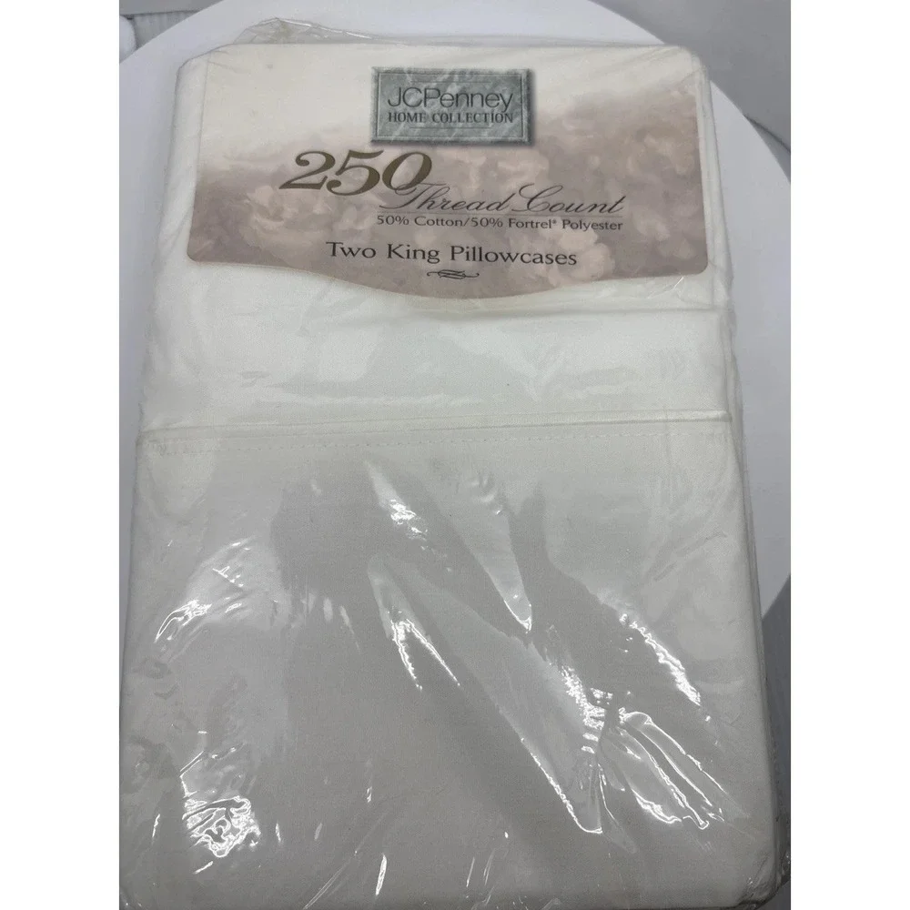 JCPenny Home Collection 2 King Pillowcases Cool White‎ 20 x 36